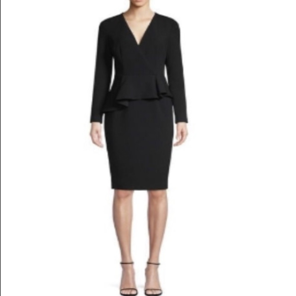 Black Halo Jacquelyn Asymmetric Peplum Sheath Dress